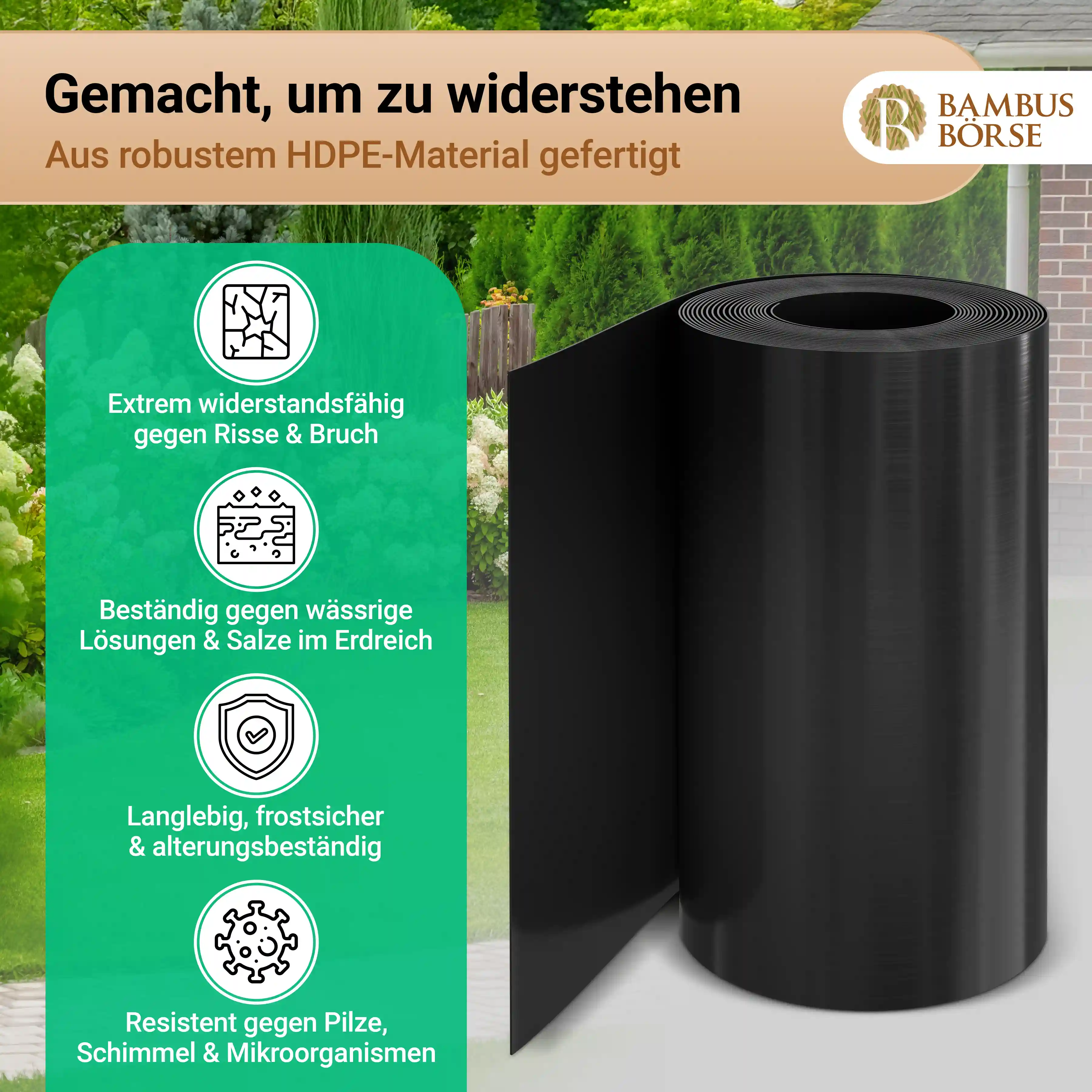 Bambussperre aus robuster HDPE-Folie gefertigt.