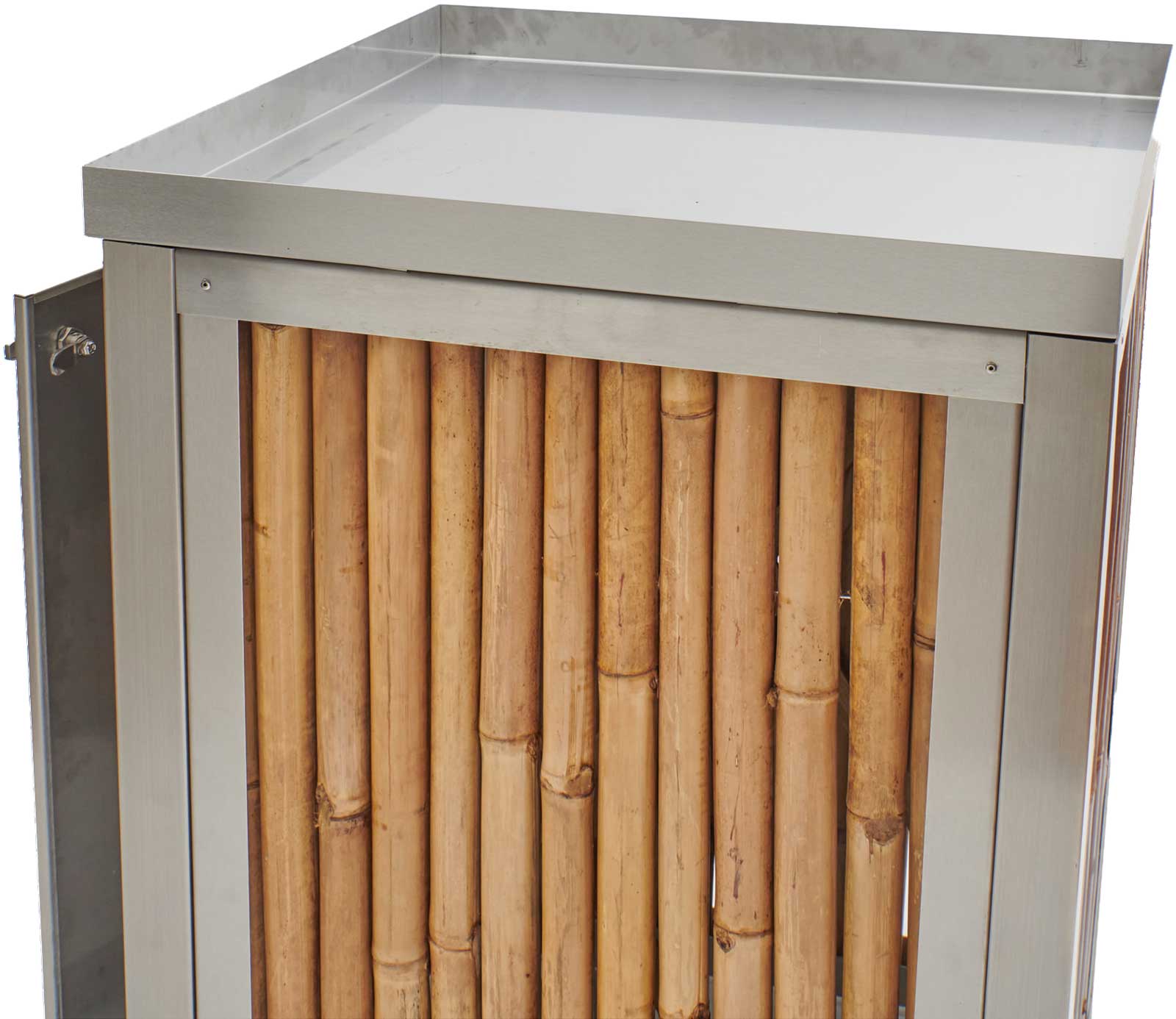 Mülltonnenbox aus Edelstahl mit Pflanzbeet