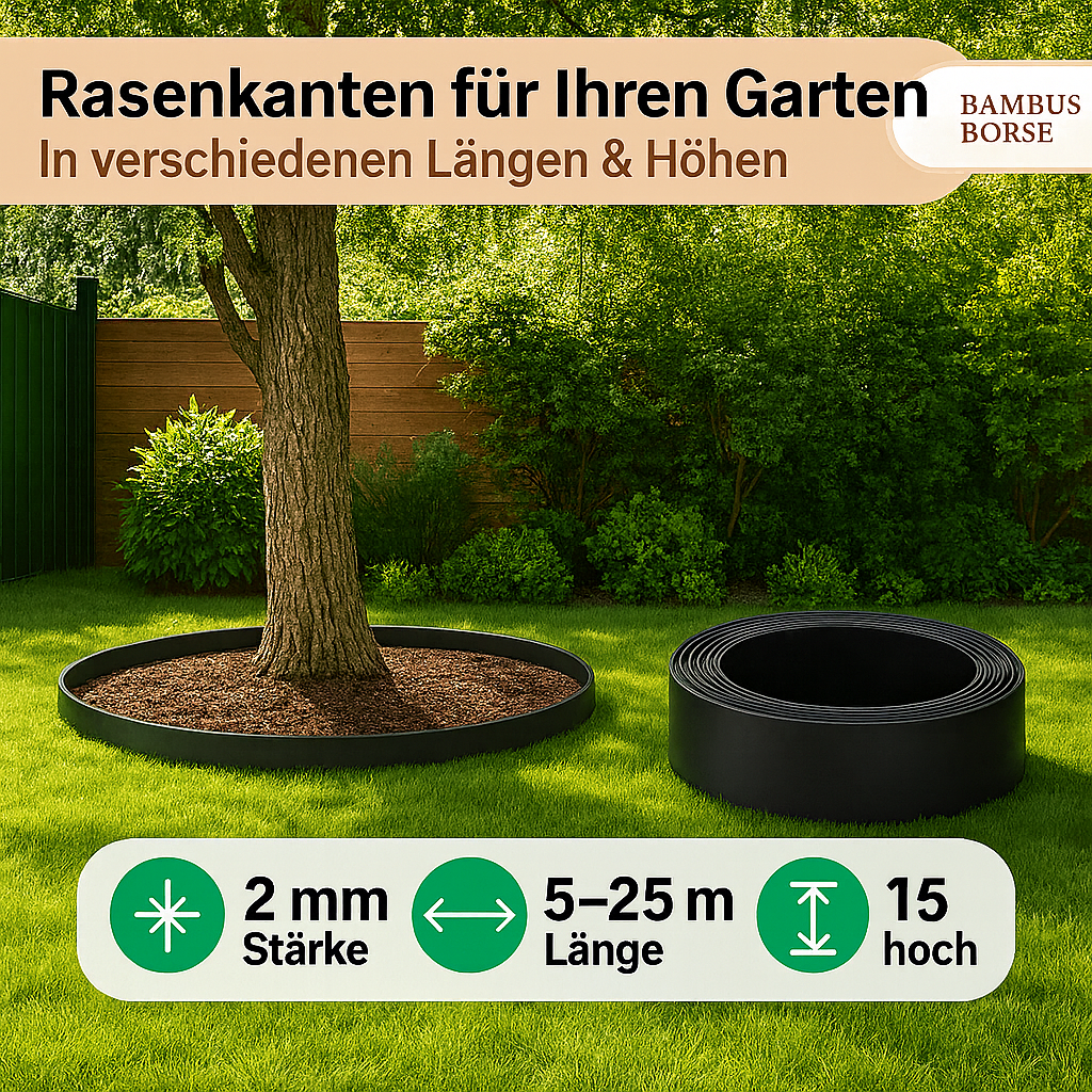 Rasenkante, Beeteinfassung (Stärke 2 mm, Höhe 15 cm ) aus HDPE*