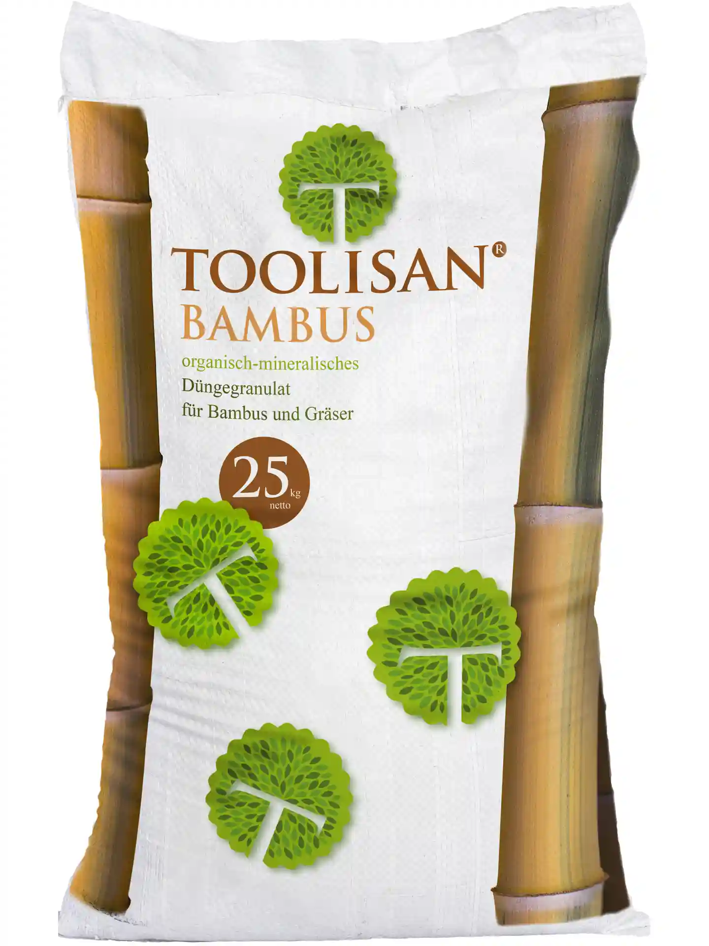 Toolisan Bambusdünger 25 kg Sack mit Langzeitwirkung für gesunde Bambuspflanzen.